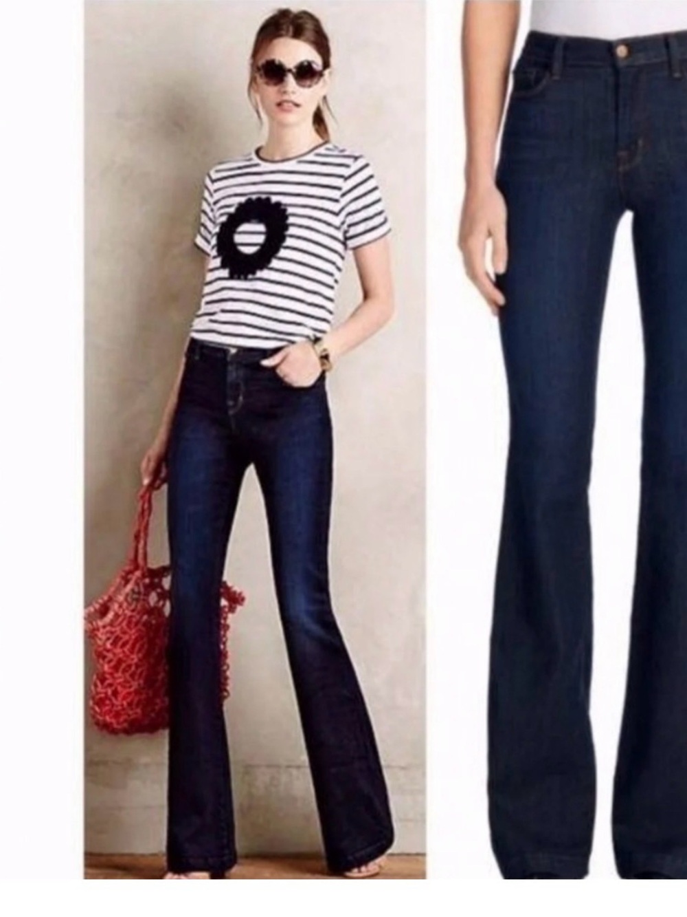 Dark Blue Flare Jeans - Women